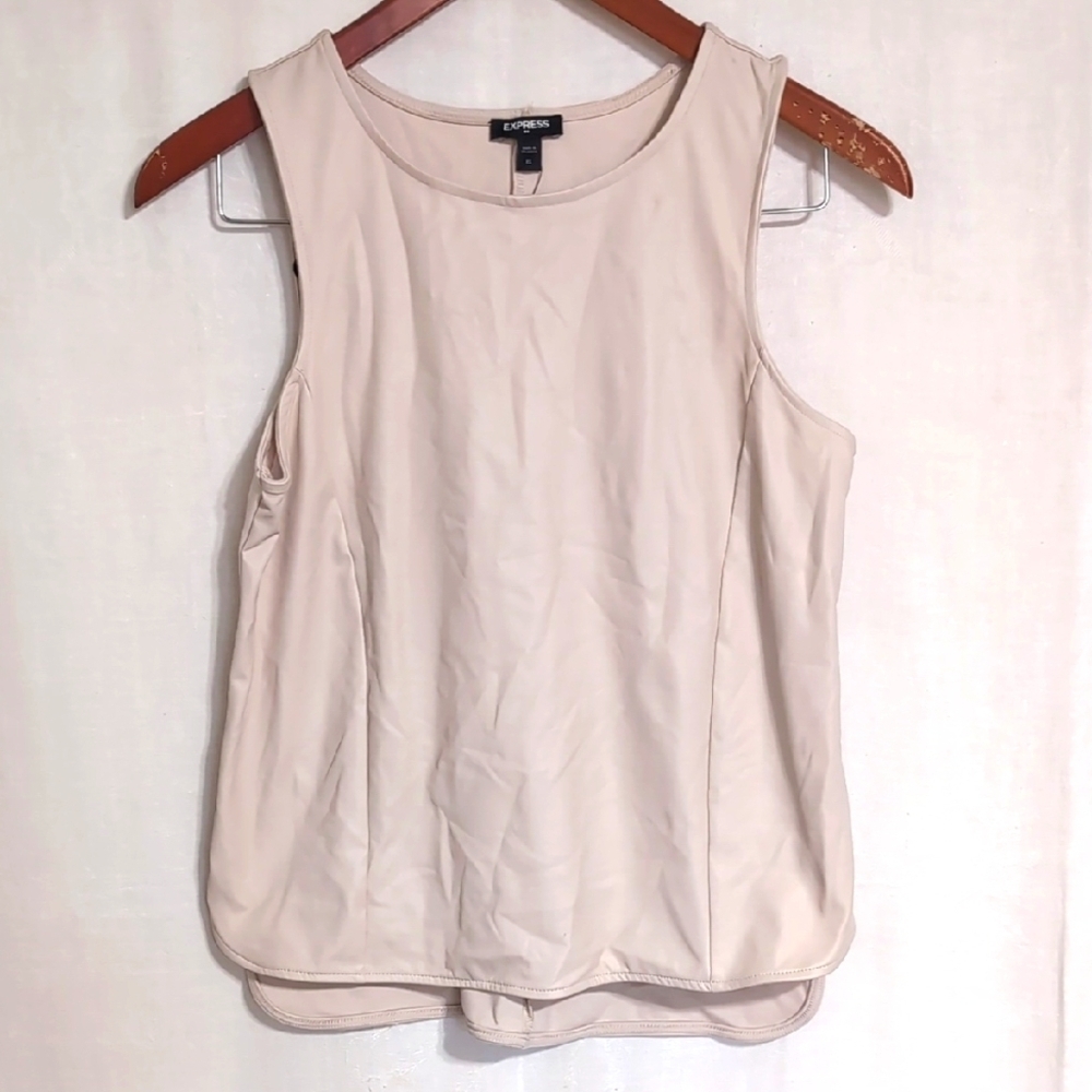 Express Bone White Faux Leather Sleeveless Top Size Extra Small New with Tags
